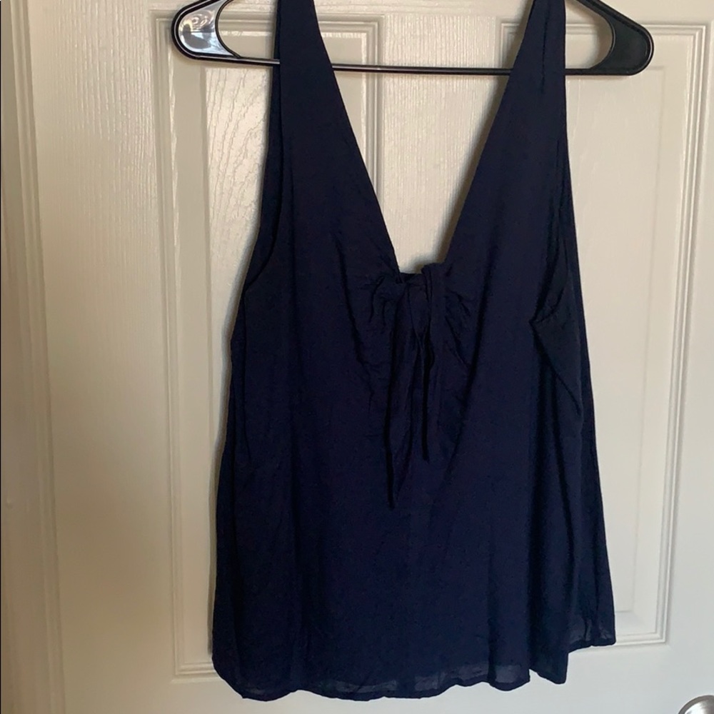 Blue semi crop top blue shirt